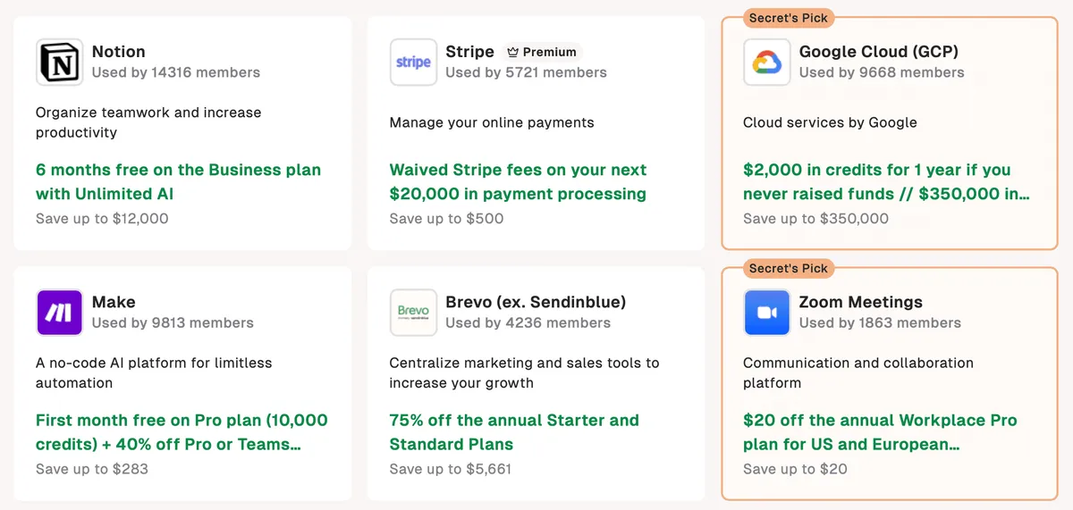 SAAS deals and startup programs
